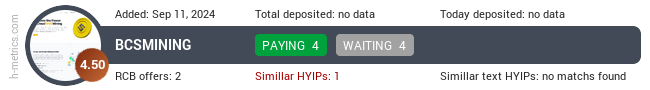 H-metrics.com widget for bscmining.tech