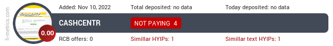 H-metrics.com widget for cashcentr.com