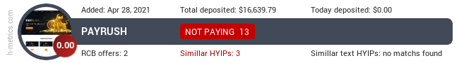 H-metrics.com widget for payrush.io