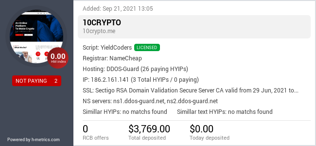 HYIPLogs.com widget for 10crypto.me
