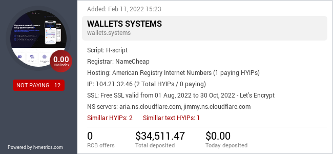 H-metrics.com widget for WALLETS.SYSTEMS