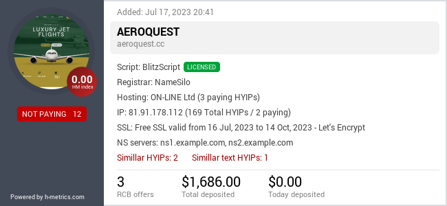 H-metrics.com widget for aeroquest.cc