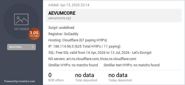 H-metrics.com widget for aevumcore.xyz