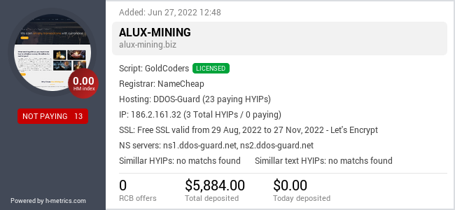 HYIPLogs.com widget for alux-mining.biz