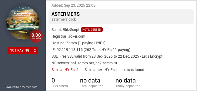 H-metrics.com widget for astermers.click
