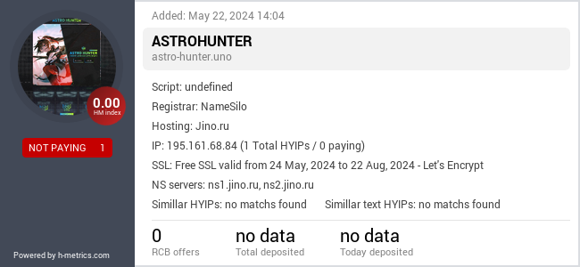 H-metrics.com widget for astro-hunter.uno