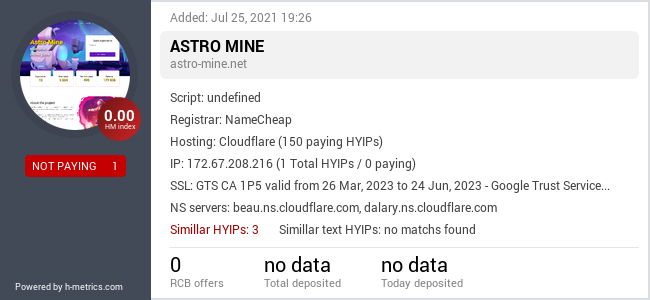 H-metrics.com widget for astro-mine.net