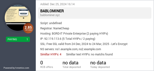 H-metrics.com widget for bablominer.xyz