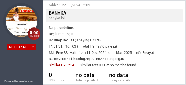 H-metrics.com widget for banyka.lol