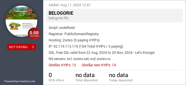 H-metrics.com widget for belogorie.life
