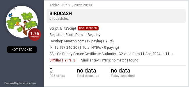 H-metrics.com widget for birdcash.biz
