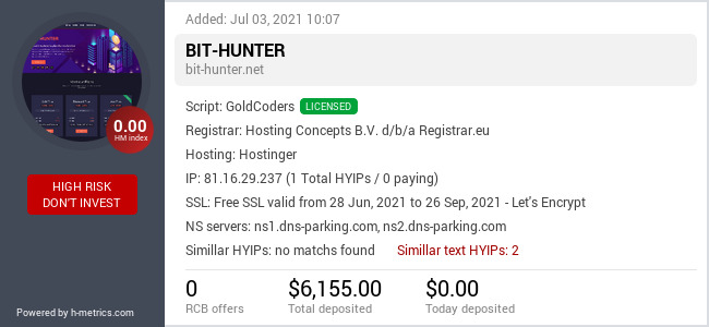 HYIPLogs.com widget for bit-hunter.net
