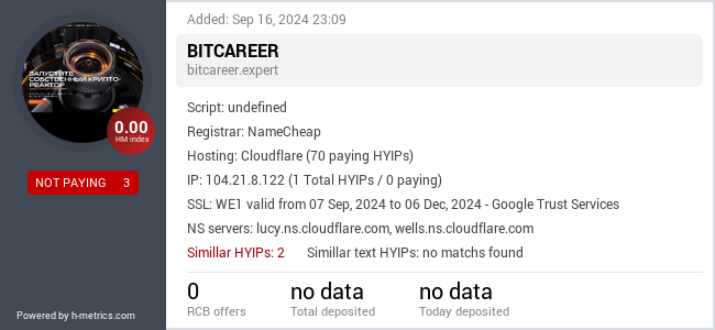 H-metrics.com widget for bitcareer.expert