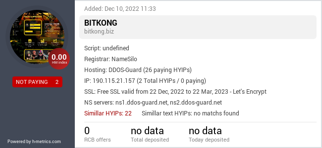 HYIPLogs.com widget for bitkong.biz