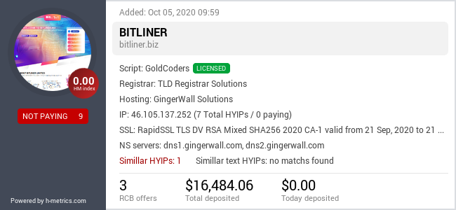 H-metrics.com widget for bitliner.biz