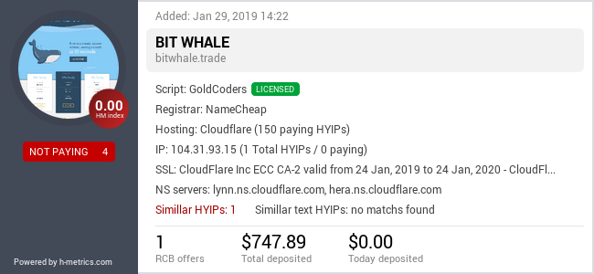 H-metrics.com widget for bitwhale.trade