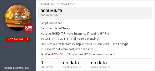 H-metrics.com widget for boolminer.site