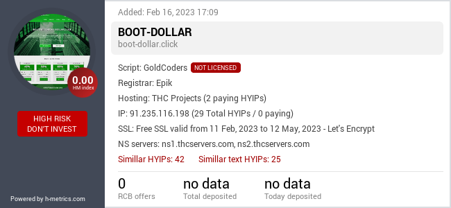 H-metrics.com widget for boot-dollar.click