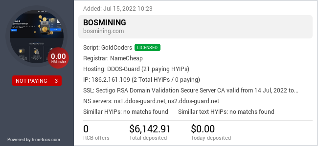 HYIPLogs.com widget for bosmining.com