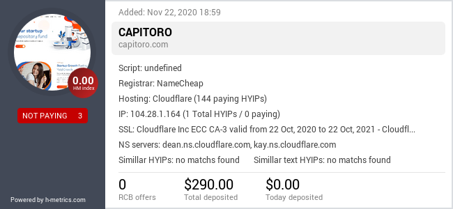 HYIPLogs.com widget for capitoro.com