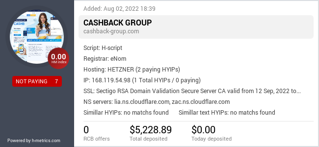 H-metrics.com widget for cashback-group.com