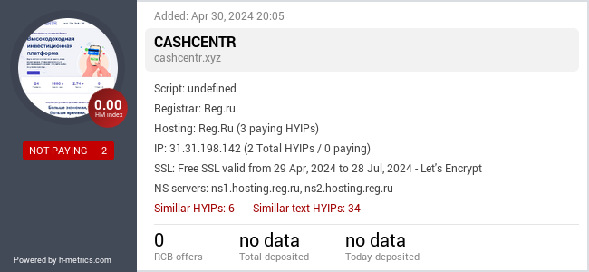 H-metrics.com widget for cashcentr.xyz
