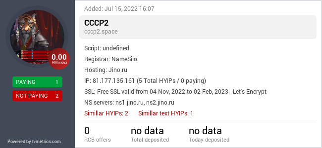 H-metrics.com widget for cccp2.space