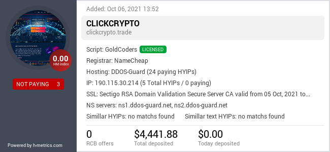 HYIPLogs.com widget for clickcrypto.trade
