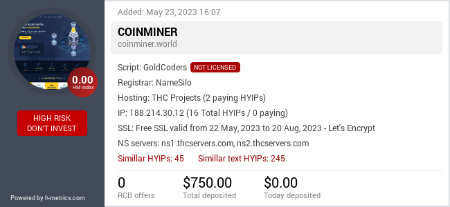 H-metrics.com widget for coinminer.world