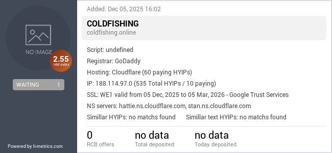 H-metrics.com widget for coldfishing.online