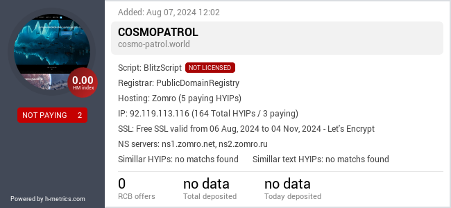 H-metrics.com widget for cosmo-patrol.world