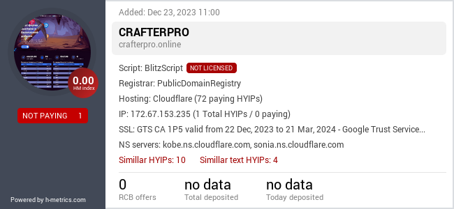 H-metrics.com widget for crafterpro.online