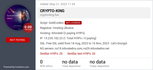 H-metrics.com widget for crypto-king.fun