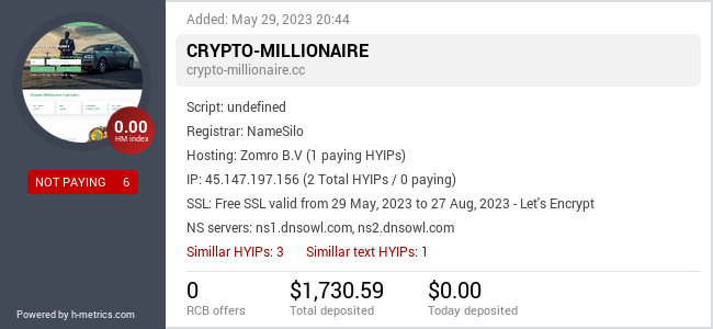 H-metrics.com widget for crypto-millionaire.cc