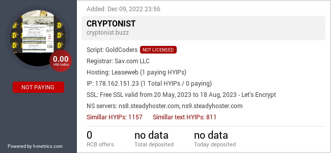 HYIPLogs.com widget for cryptonist.buzz