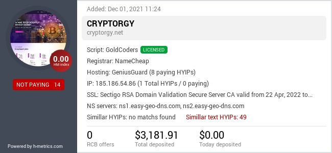 HYIPLogs.com widget for cryptorgy.net