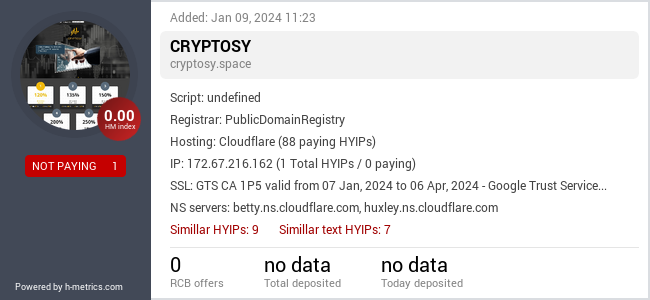 H-metrics.com widget for cryptosy.space