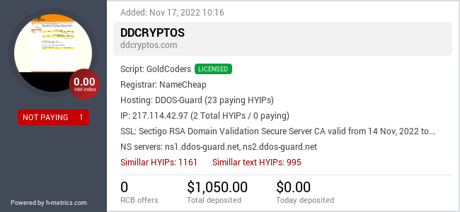 HYIPLogs.com widget for ddcryptos.com