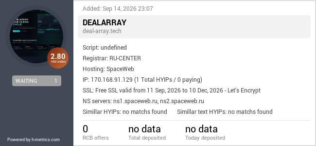 H-metrics.com widget for deal-array.tech