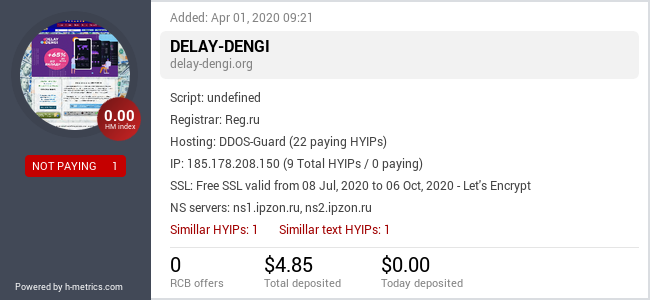 HYIPLogs.com widget for delay-dengi.org