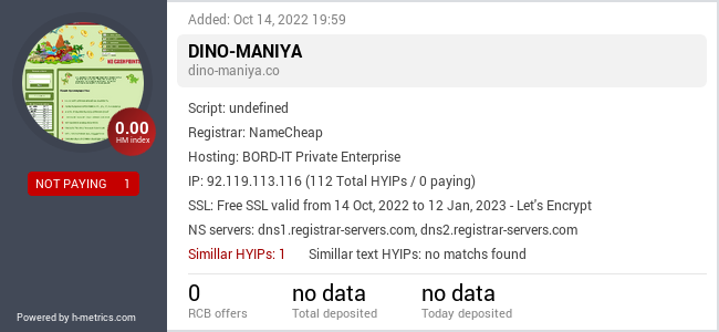 HYIPLogs.com widget for dino-maniya.co