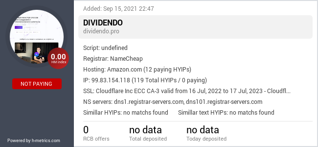 HYIPLogs.com widget for dividendo.pro