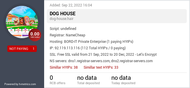 HYIPLogs.com widget for dog-house.hair
