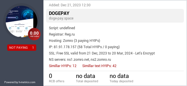 H-metrics.com widget for doge-pay.space
