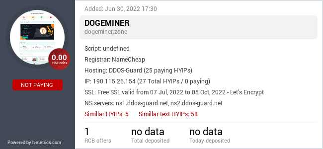 H-metrics.com widget for dogeminer.zone