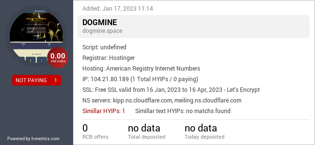 HYIPLogs.com widget for dogmine.space