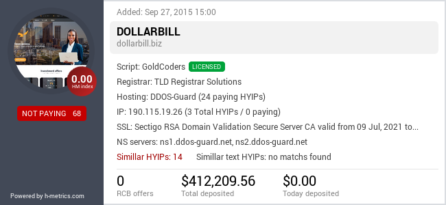 HYIPLogs.com widget for dollarbill.biz