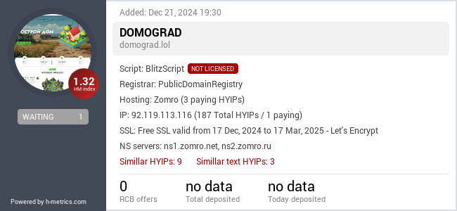 H-metrics.com widget for domograd.lol