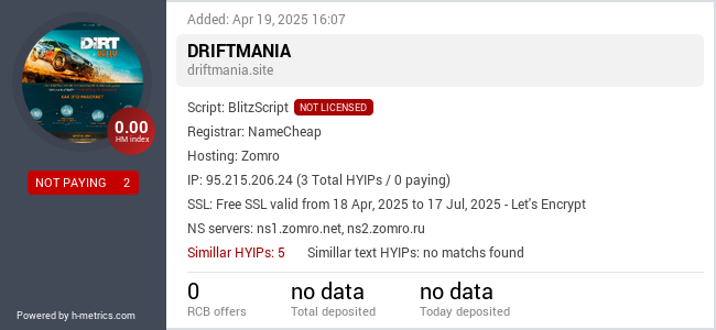 H-metrics.com widget for driftmania.site