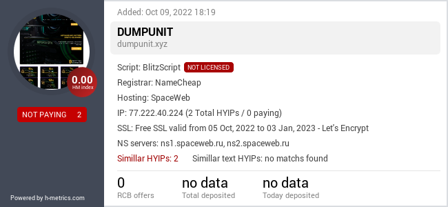 HYIPLogs.com widget for dumpunit.xyz